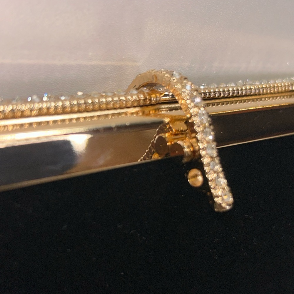 New black velvet evening clutch with rhinestones - Picture 3 of 8